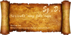Szilvássy Dénes névjegykártya